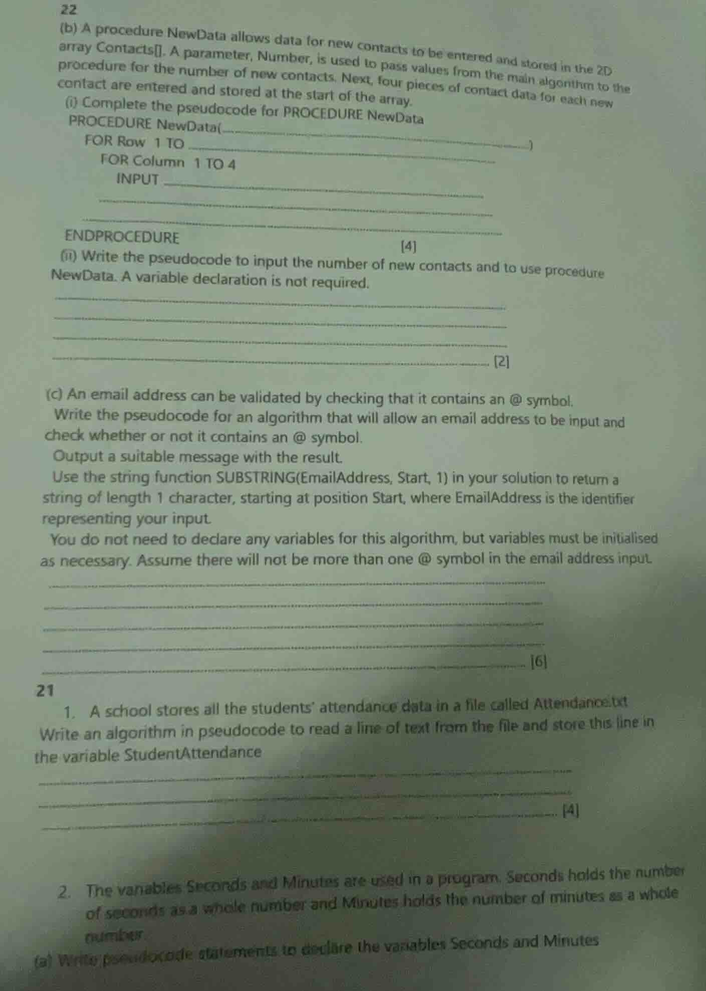 22 (b) a procedure newdata allows data for new contacts to be entered a…