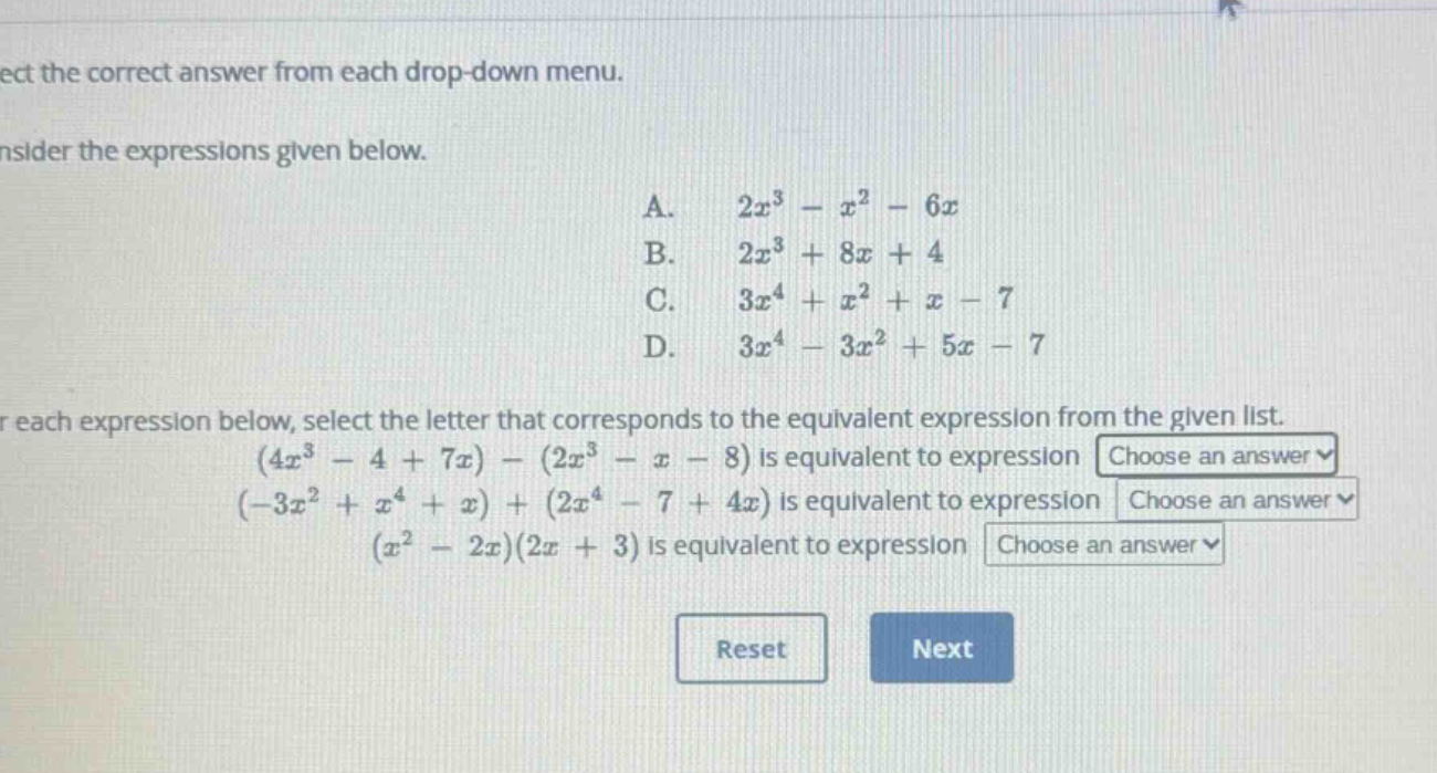 select the correct answer from each drop-down menu. consider the expres…