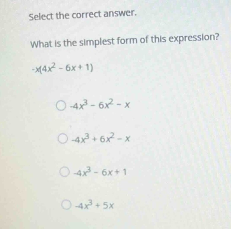 select the correct answer. what is the simplest form of this expression…