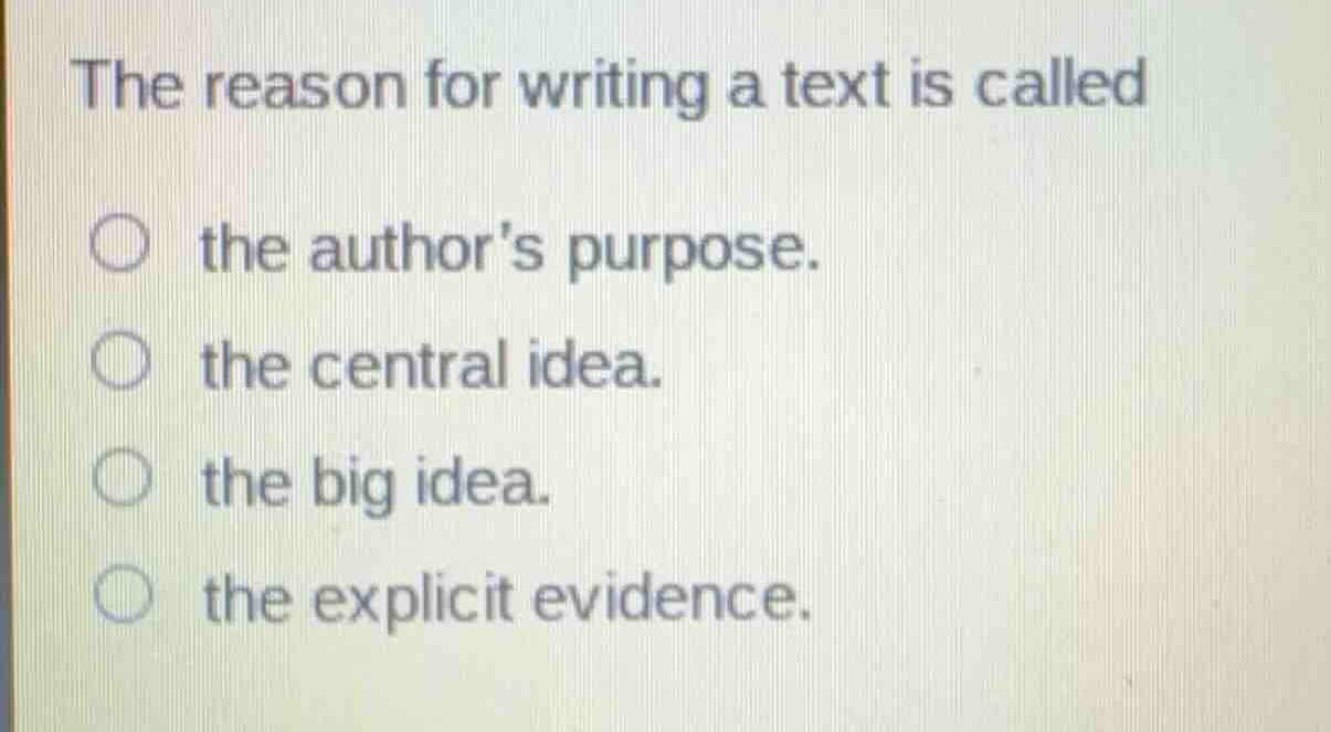 the reason for writing a text is called the authors purpose. the centra…