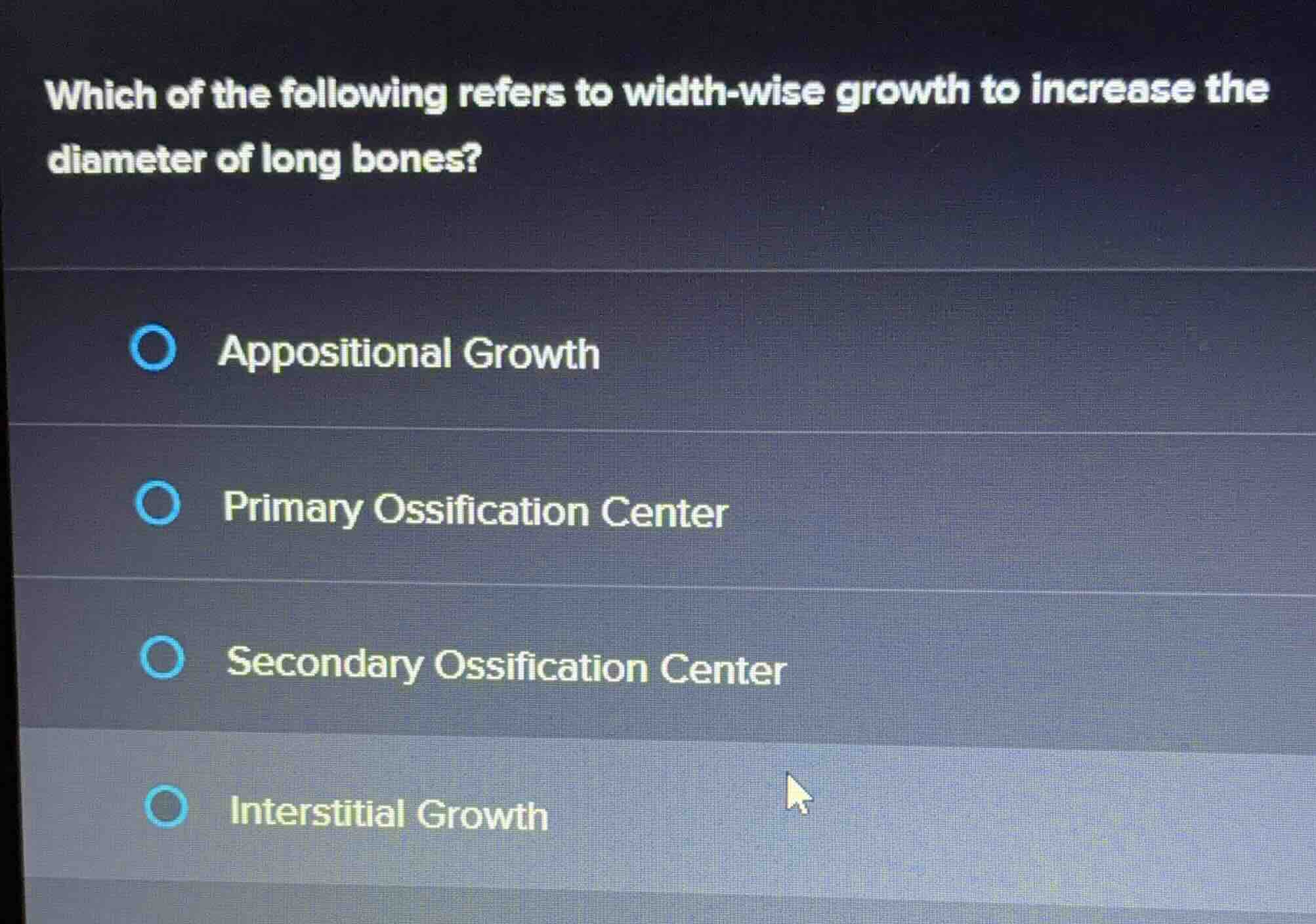 which of the following refers to width-wise growth to increase the diam…