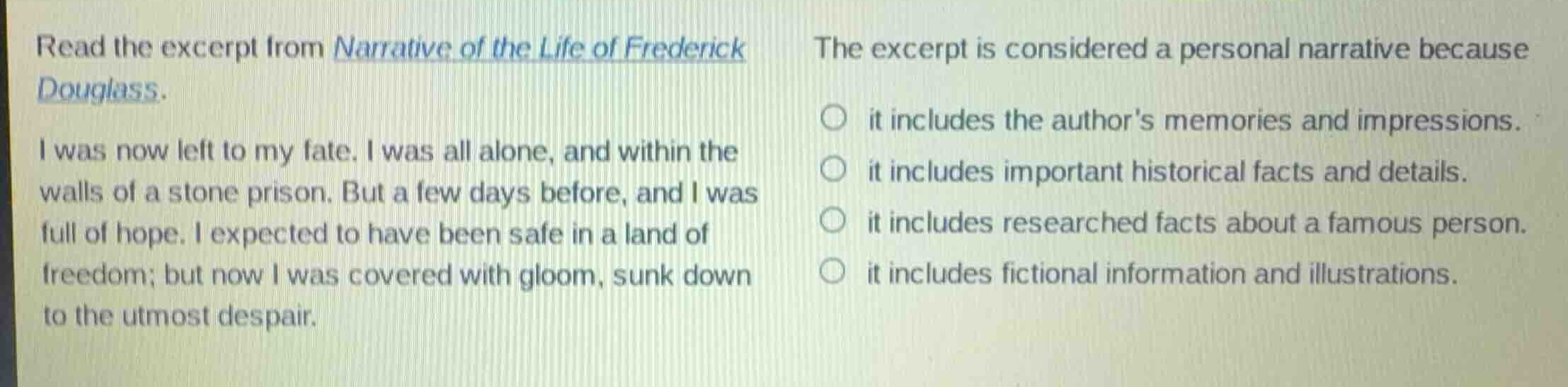 read the excerpt from narrative of the life of frederick douglass. i wa…