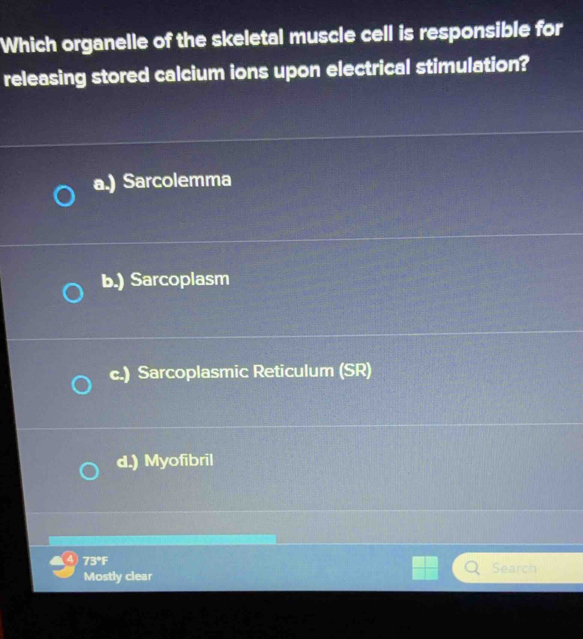 which organelle of the skeletal muscle cell is responsible for releasin…