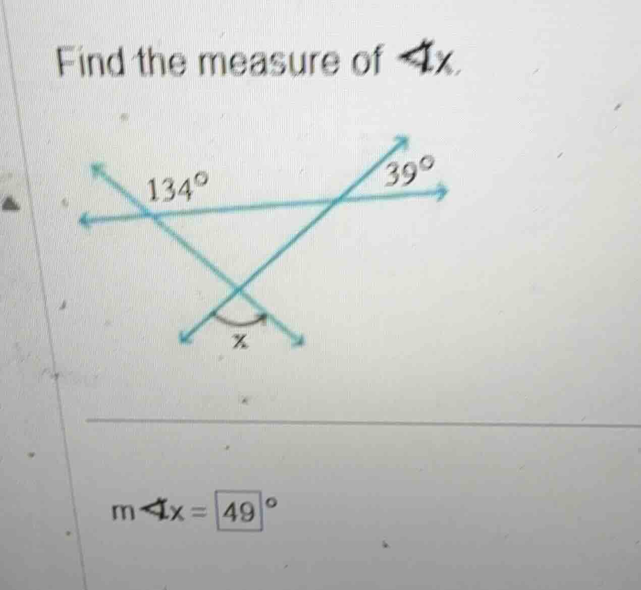 find the measure of \\(\\angle x\\). \\(m\\angle x = \\boxed{49}^\\circ…