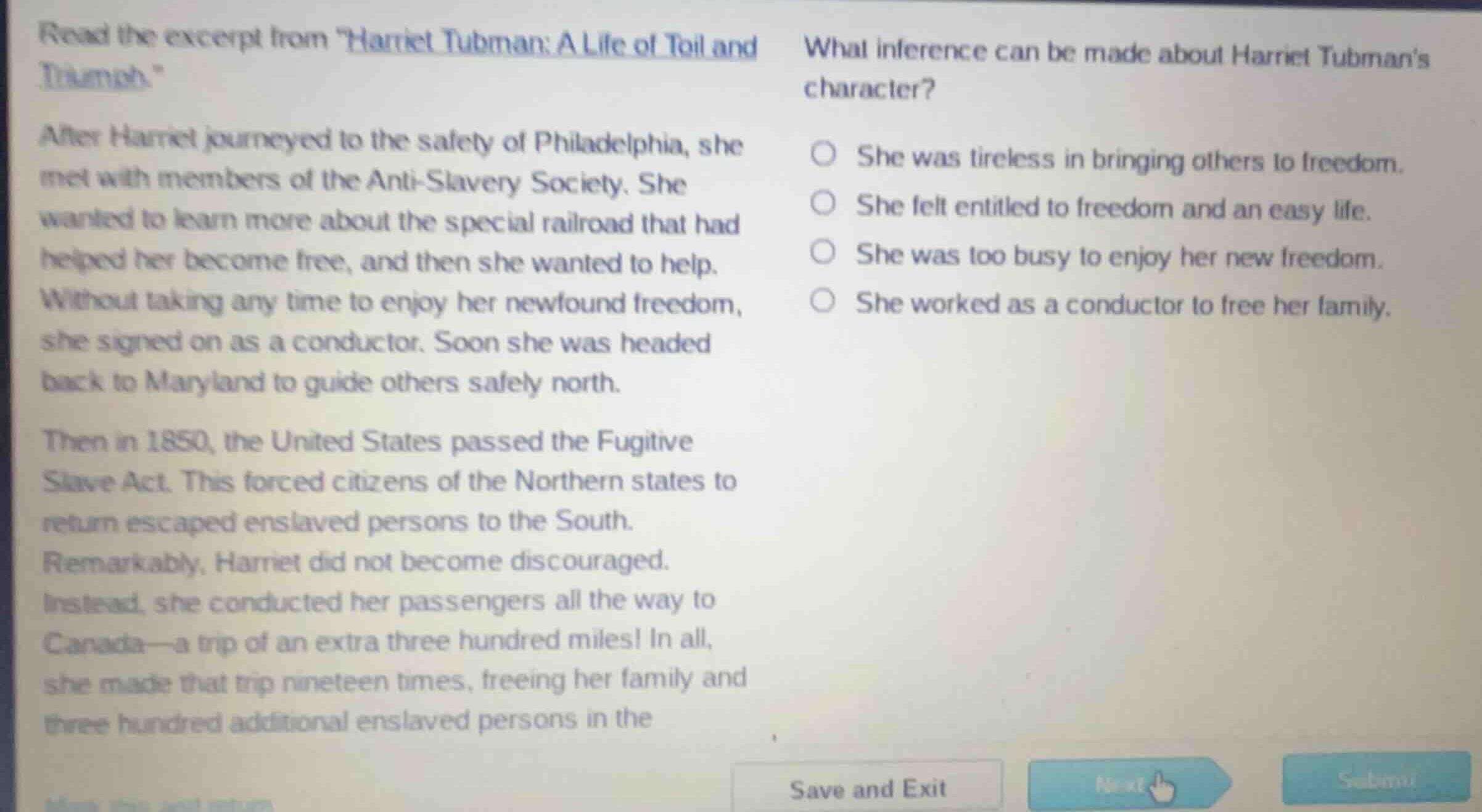 read the excerpt from \harriet tubman: a life of toil and triumph.\ aft…