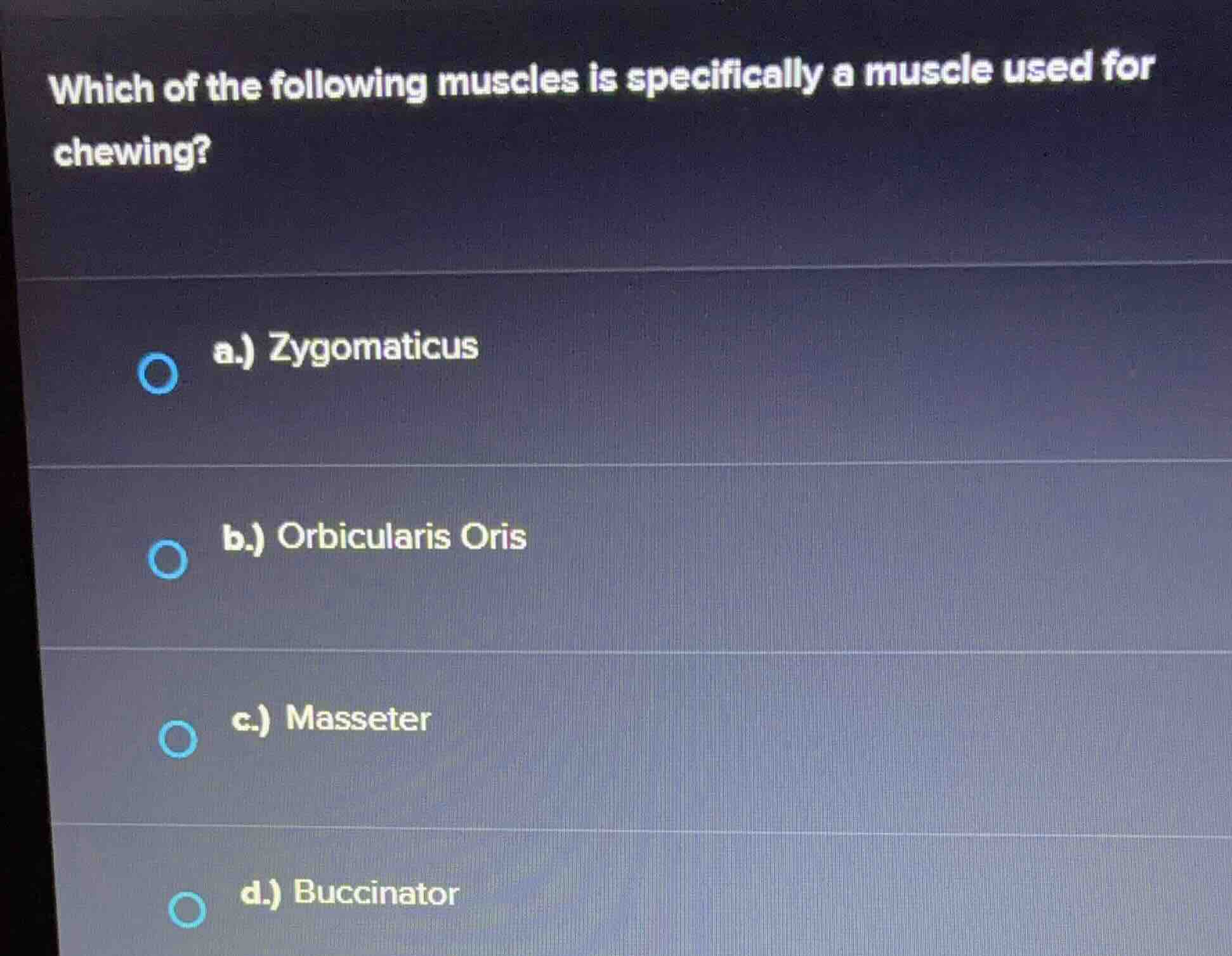 which of the following muscles is specifically a muscle used for chewin…