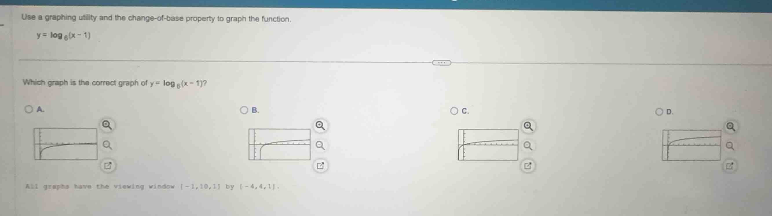 use a graphing utility and the change-of-base property to graph the fun…