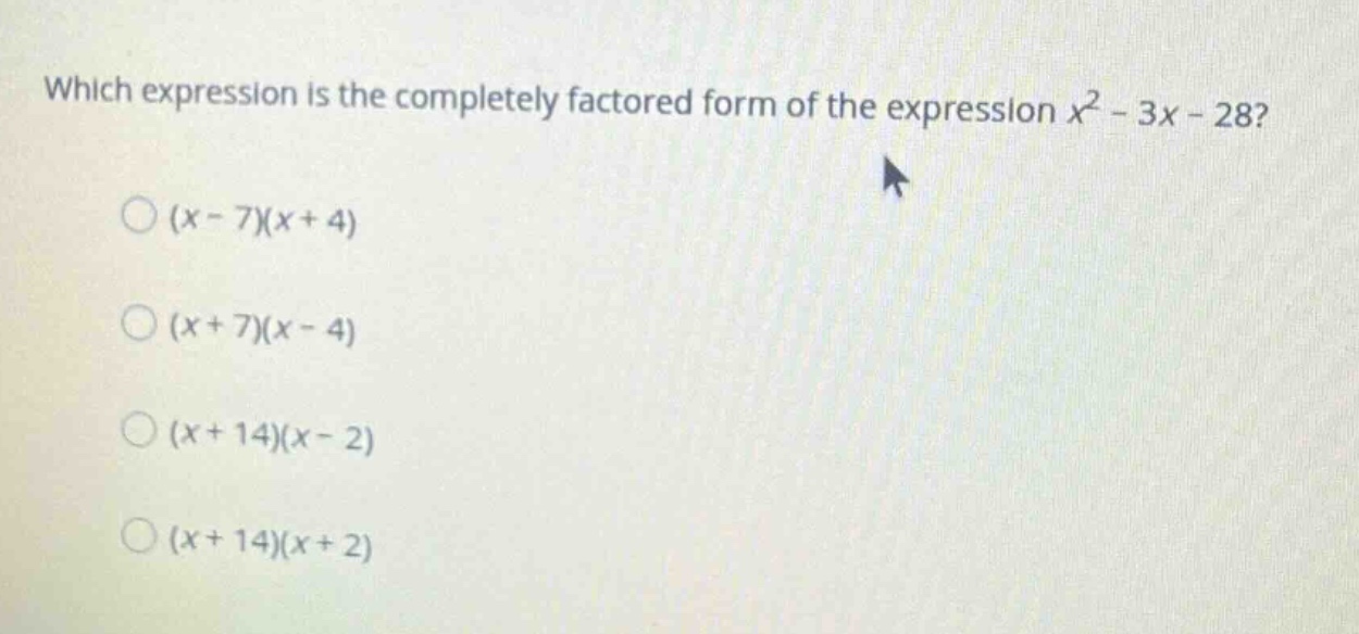 which expression is the completely factored form of the expression (x^2…