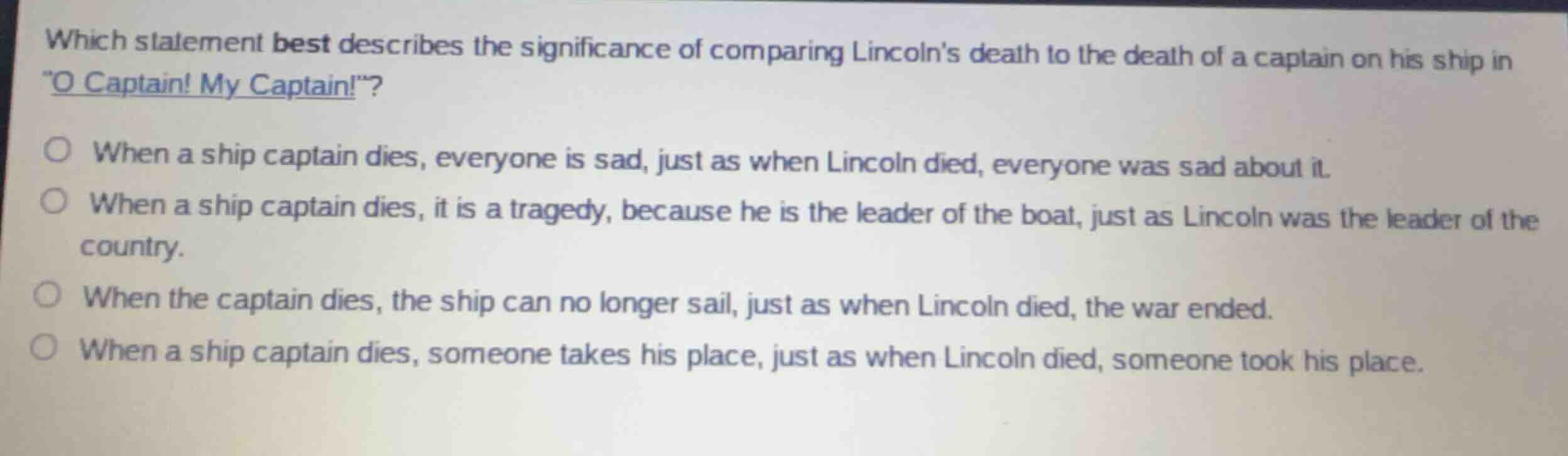 which statement best describes the significance of comparing lincolns d…