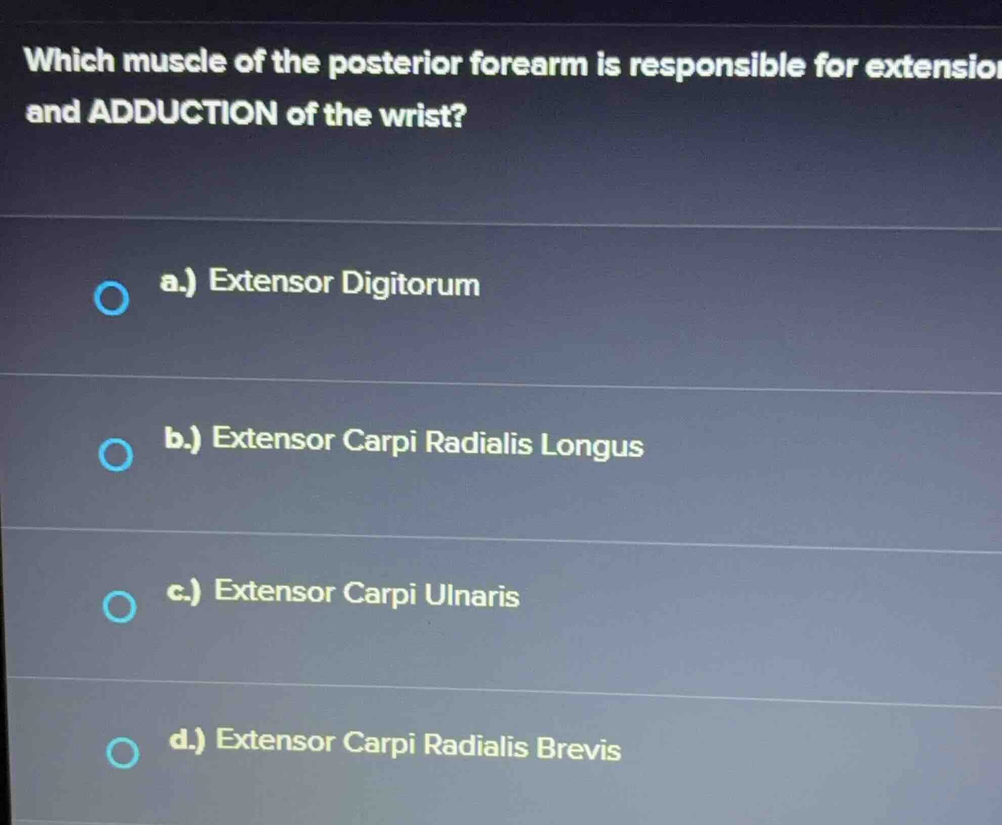 which muscle of the posterior forearm is responsible for extension and …