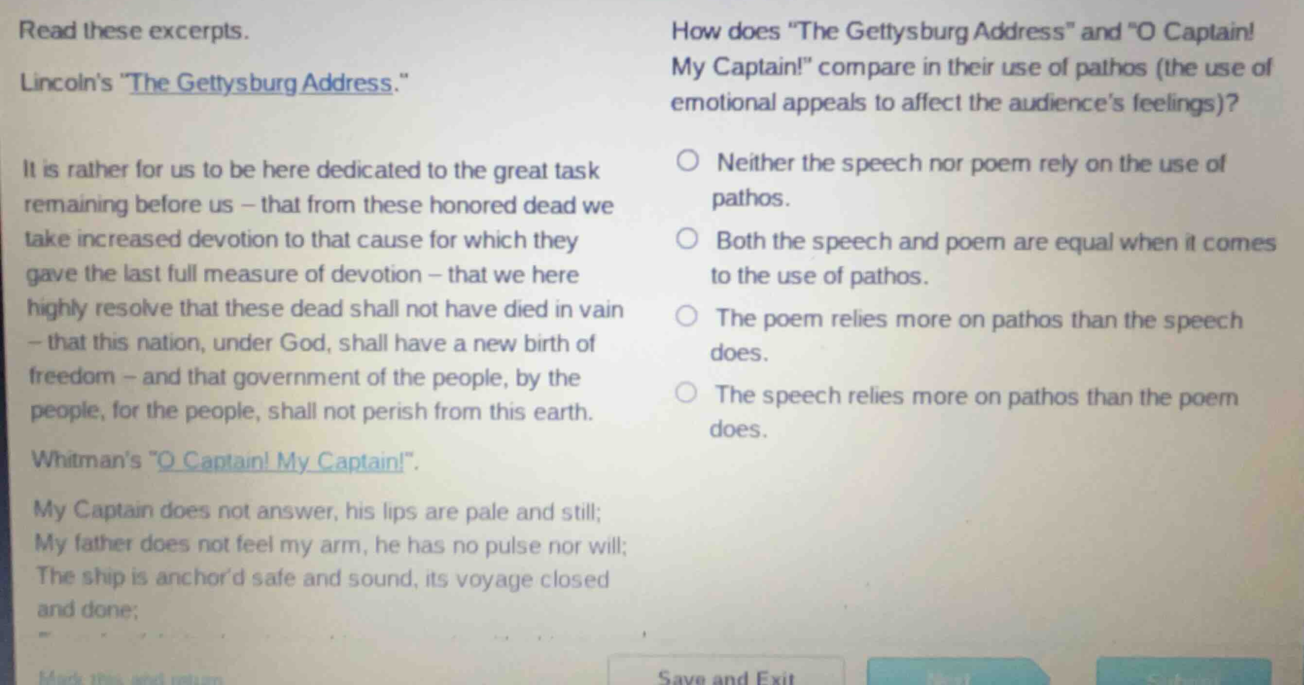 read these excerpts. lincolns \the gettysburg address.\ it is rather fo…