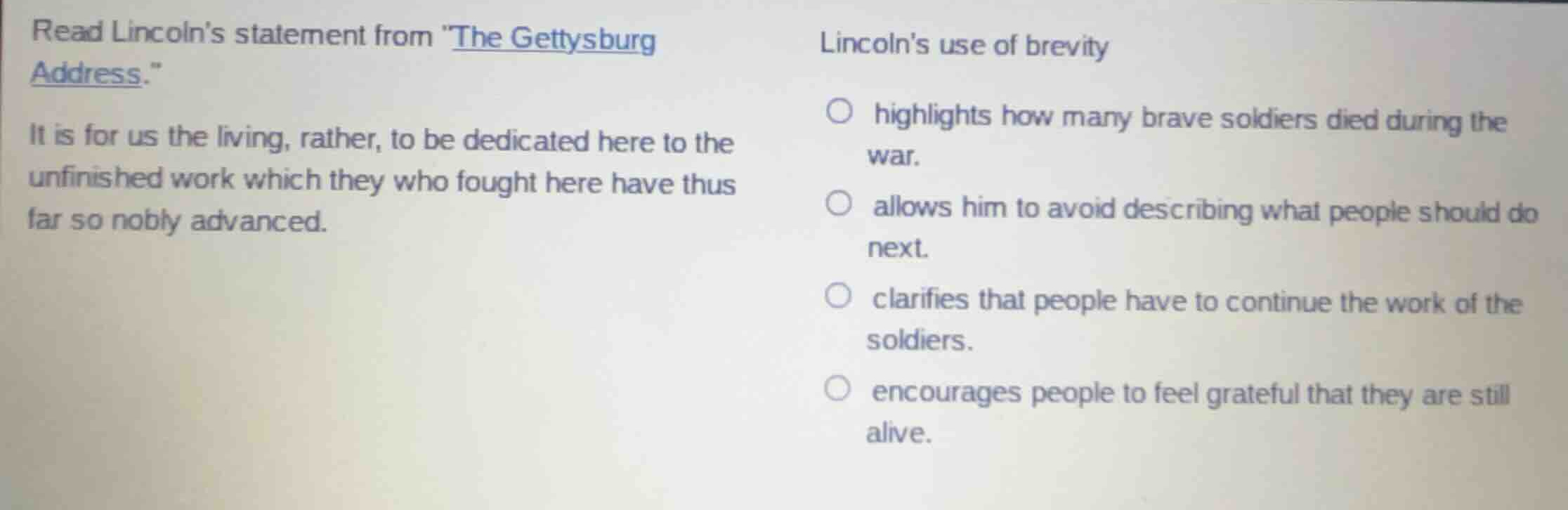 read lincolns statement from \the gettysburg address.\ it is for us the…