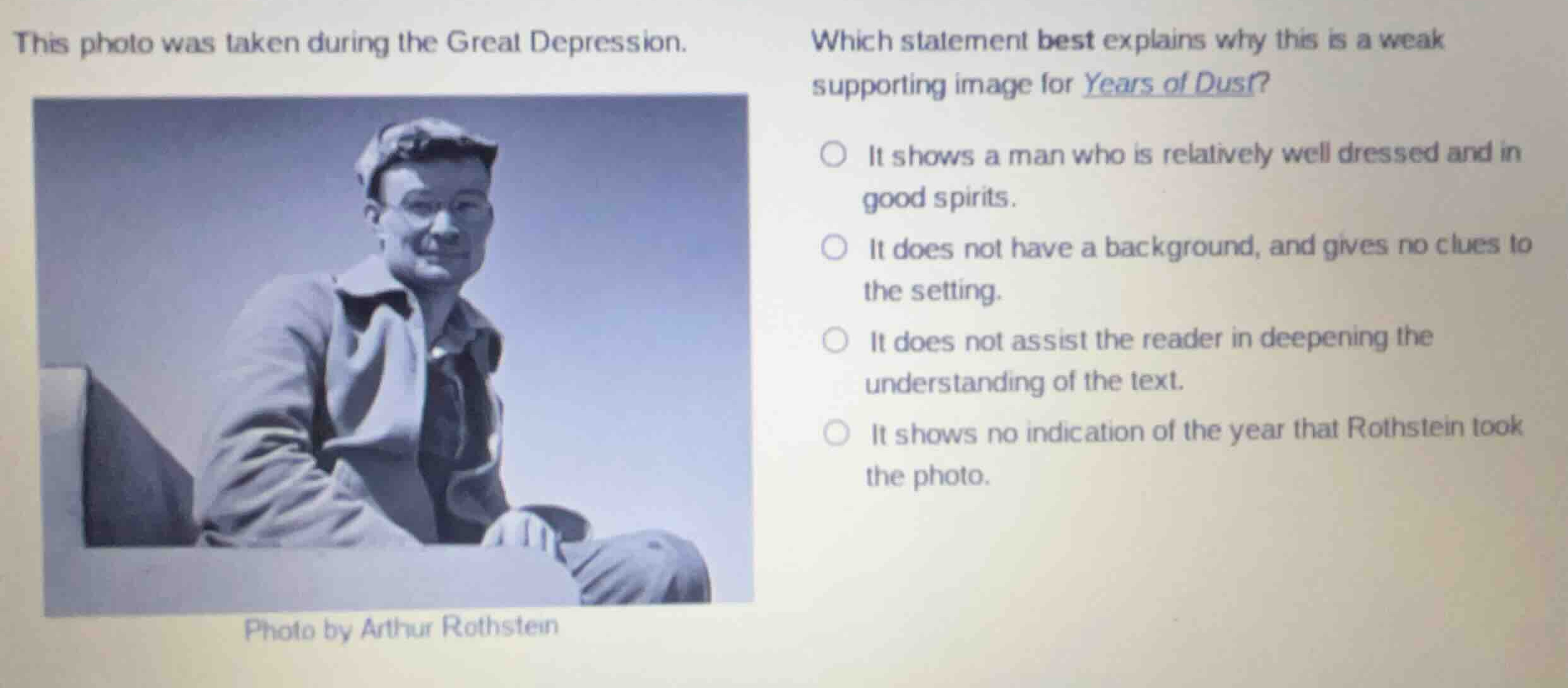 this photo was taken during the great depression. which statement best …