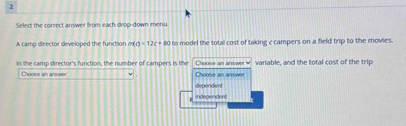 select the correct answer from each drop-down menu. a camp director dev…