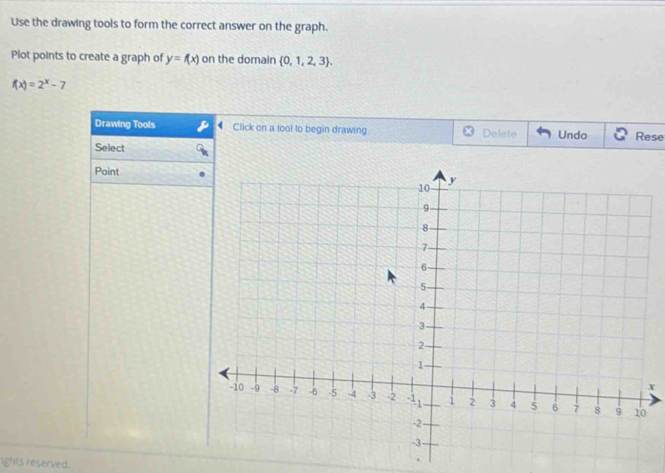 use the drawing tools to form the correct answer on the graph. plot poi…