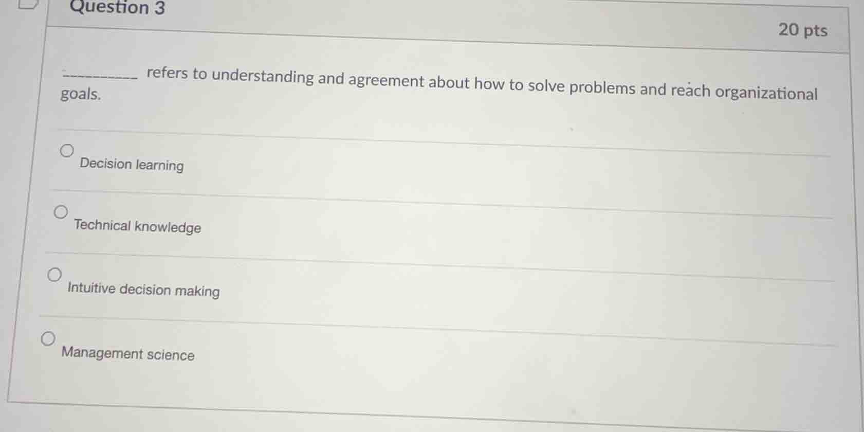 question 3 20 pts ______ refers to understanding and agreement about ho…