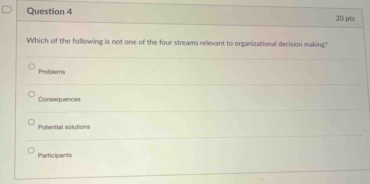 question 4 20 pts which of the following is not one of the four streams…