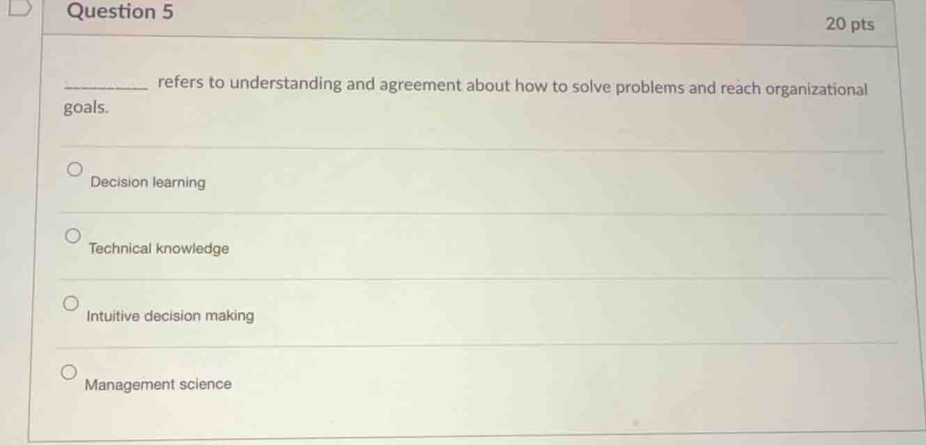 refers to understanding and agreement about how to solve problems and r…