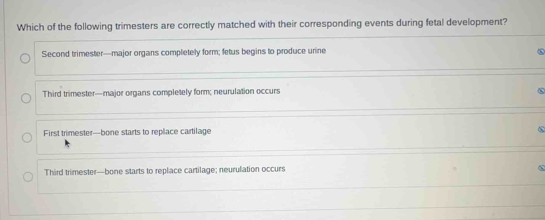 which of the following trimesters are correctly matched with their corr…