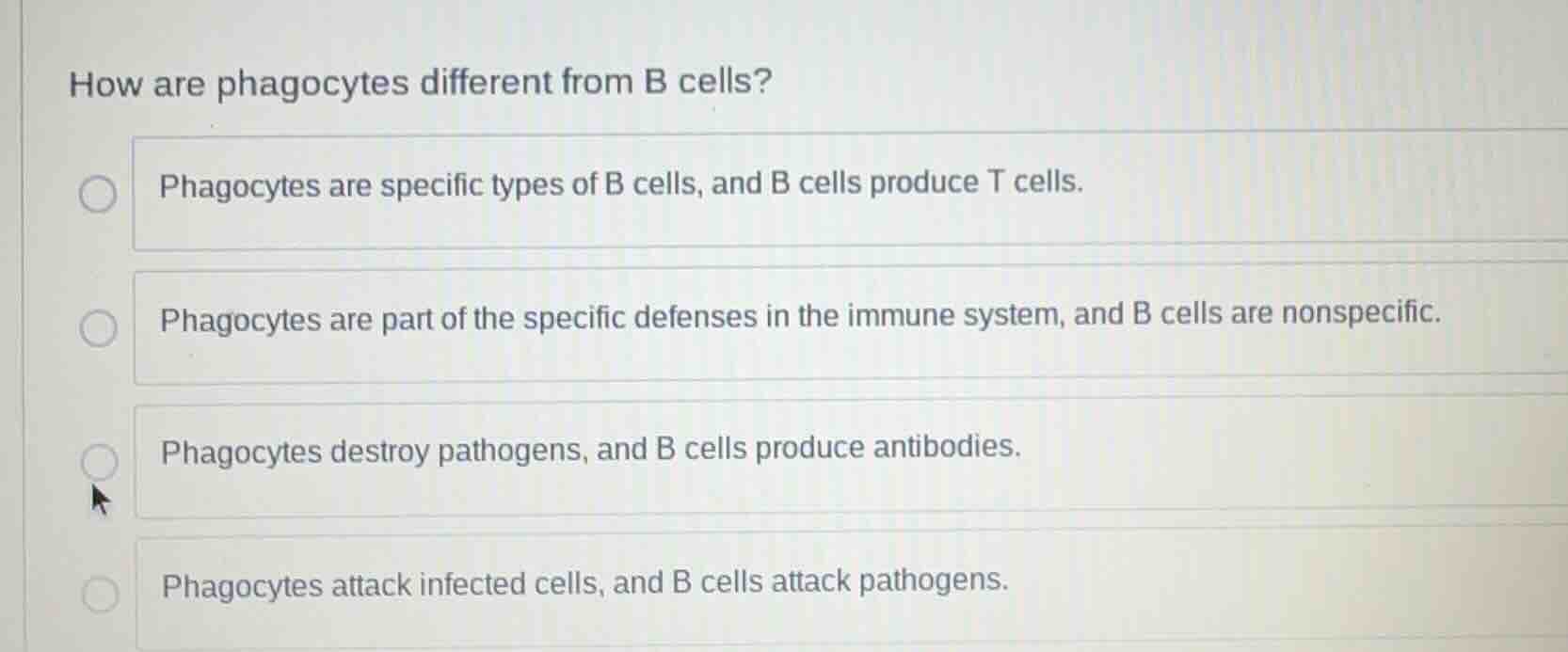 how are phagocytes different from b cells? - phagocytes are specific ty…