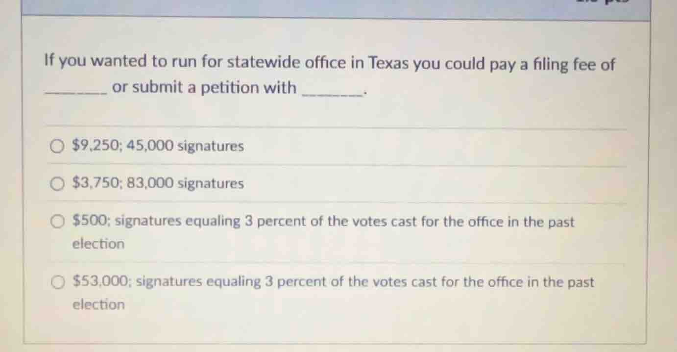 if you wanted to run for statewide office in texas you could pay a fili…
