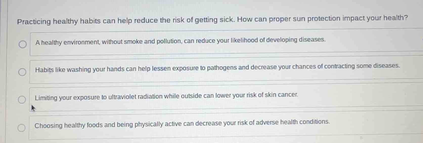 practicing healthy habits can help reduce the risk of getting sick. how…