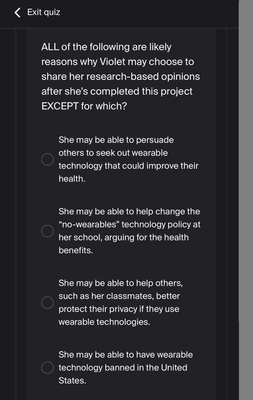 all of the following are likely reasons why violet may choose to share …