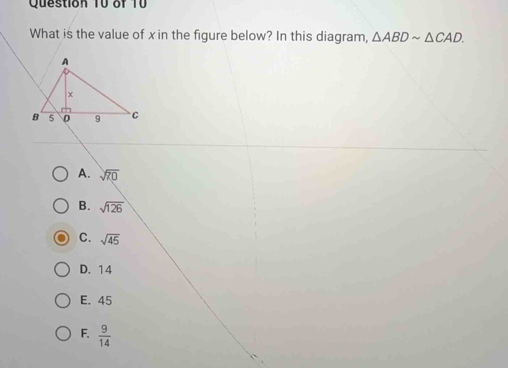 what is the value of \\(x\\) in the figure below? in this diagram, \\(\…