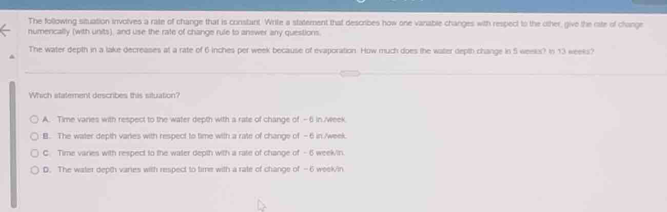 the following situation involves a rate of change that is constant. wri…
