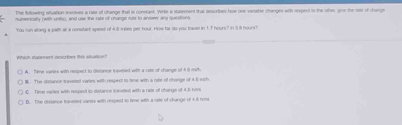 the following situation involves a rate of change that is constant. wri…