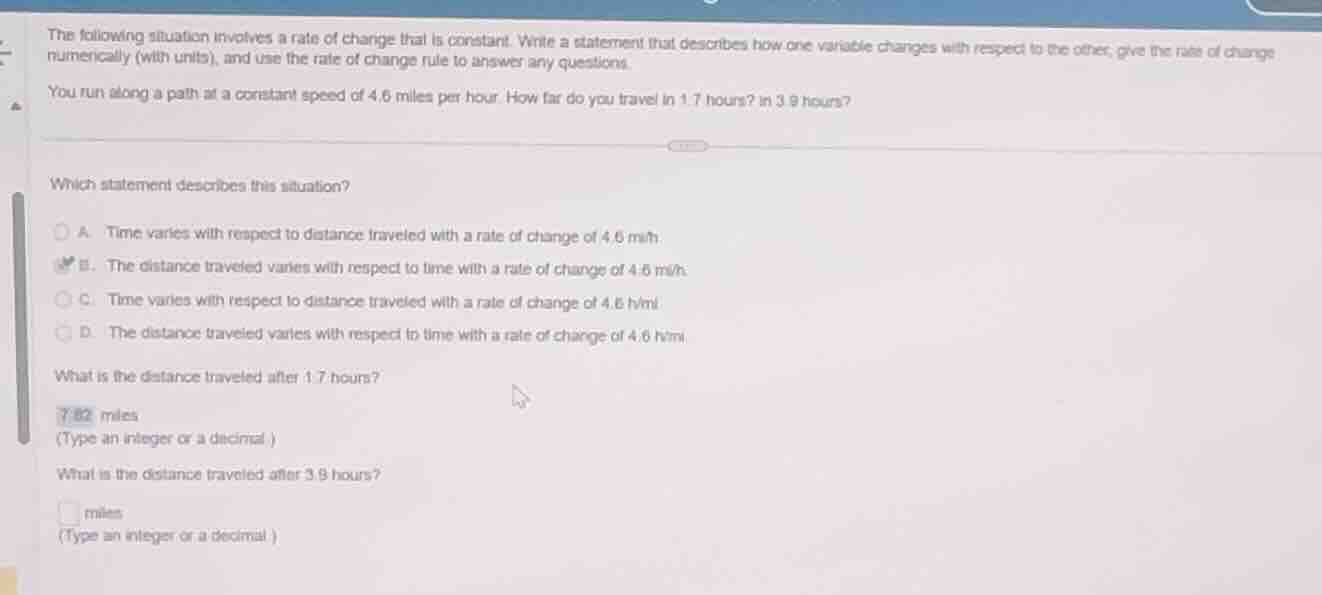 the following situation involves a rate of change that is constant. wri…