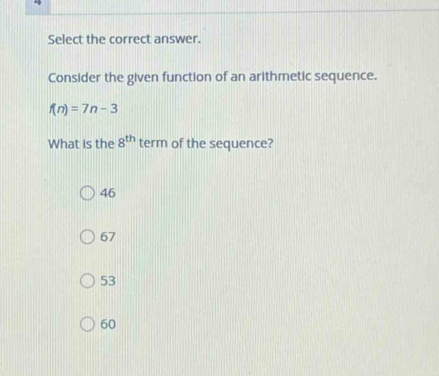 select the correct answer. consider the given function of an arithmetic…