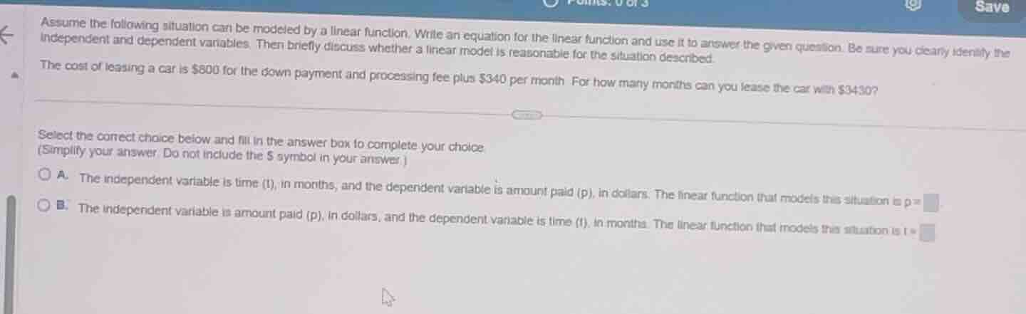 assume the following situation can be modeled by a linear function. wri…