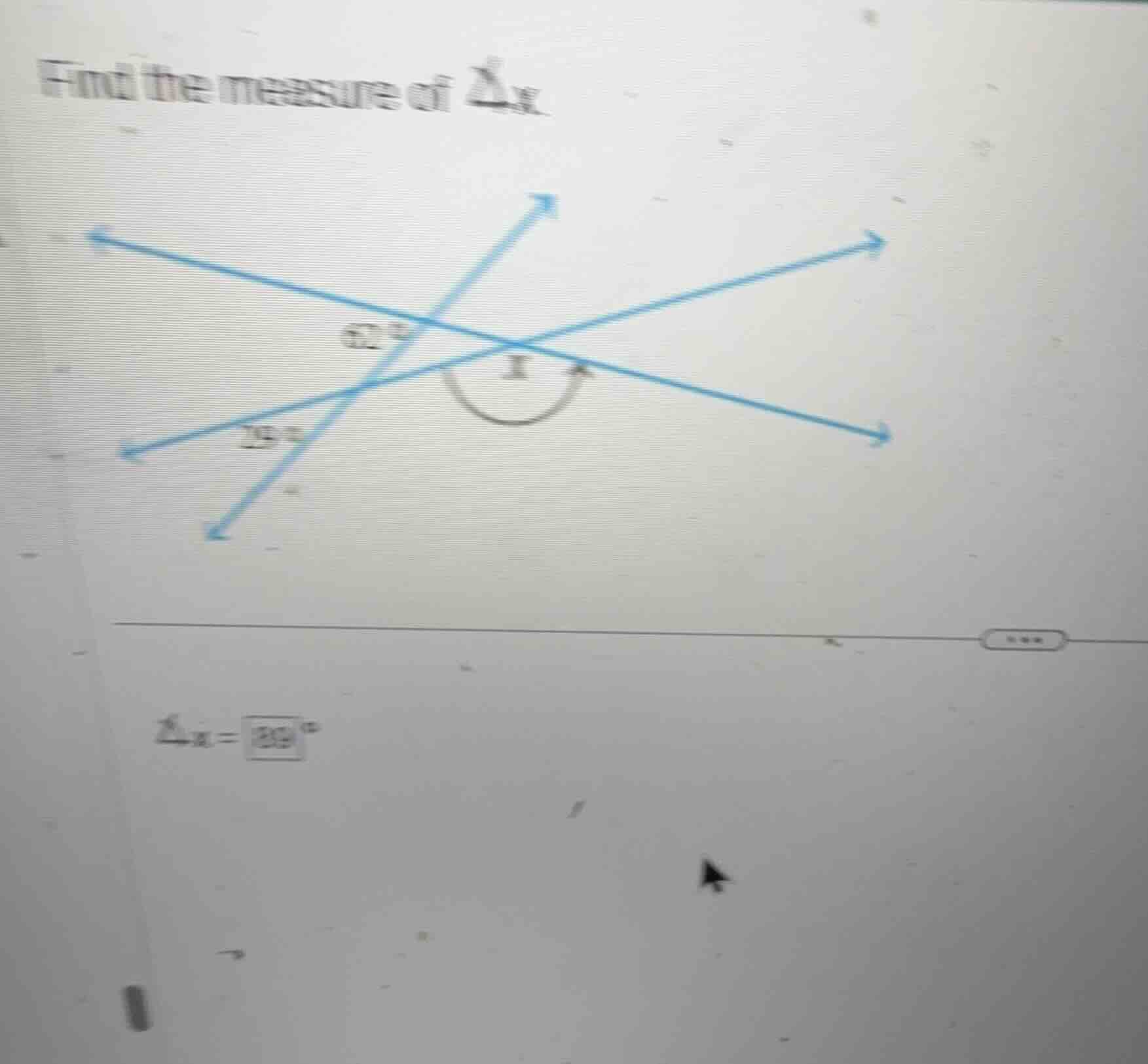 find the measure of \\(\\angle x\\). \\(\\angle x = \\box^{\\circ}\\)