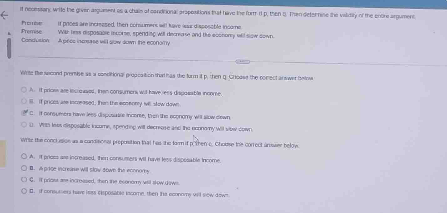 if necessary, write the given argument as a chain of conditional propos…