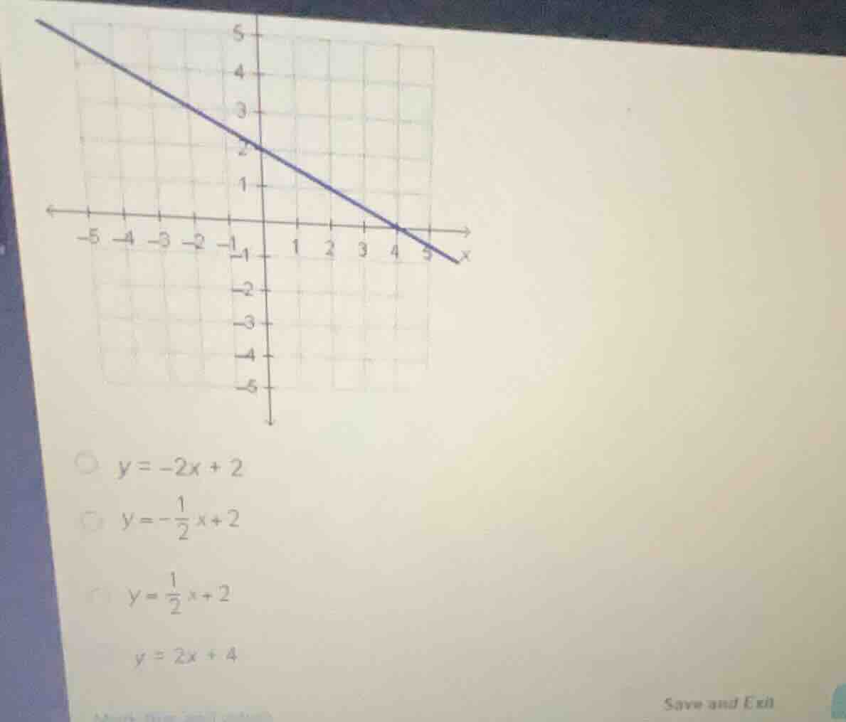 y = -2x + 2 y = -\\frac{1}{2}x + 2 y = \\frac{1}{2}x + 2 y = 2x + 4