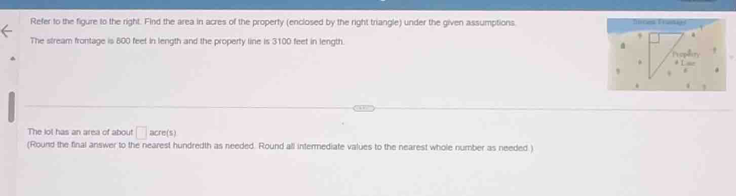 refer to the figure to the right. find the area in acres of the propert…