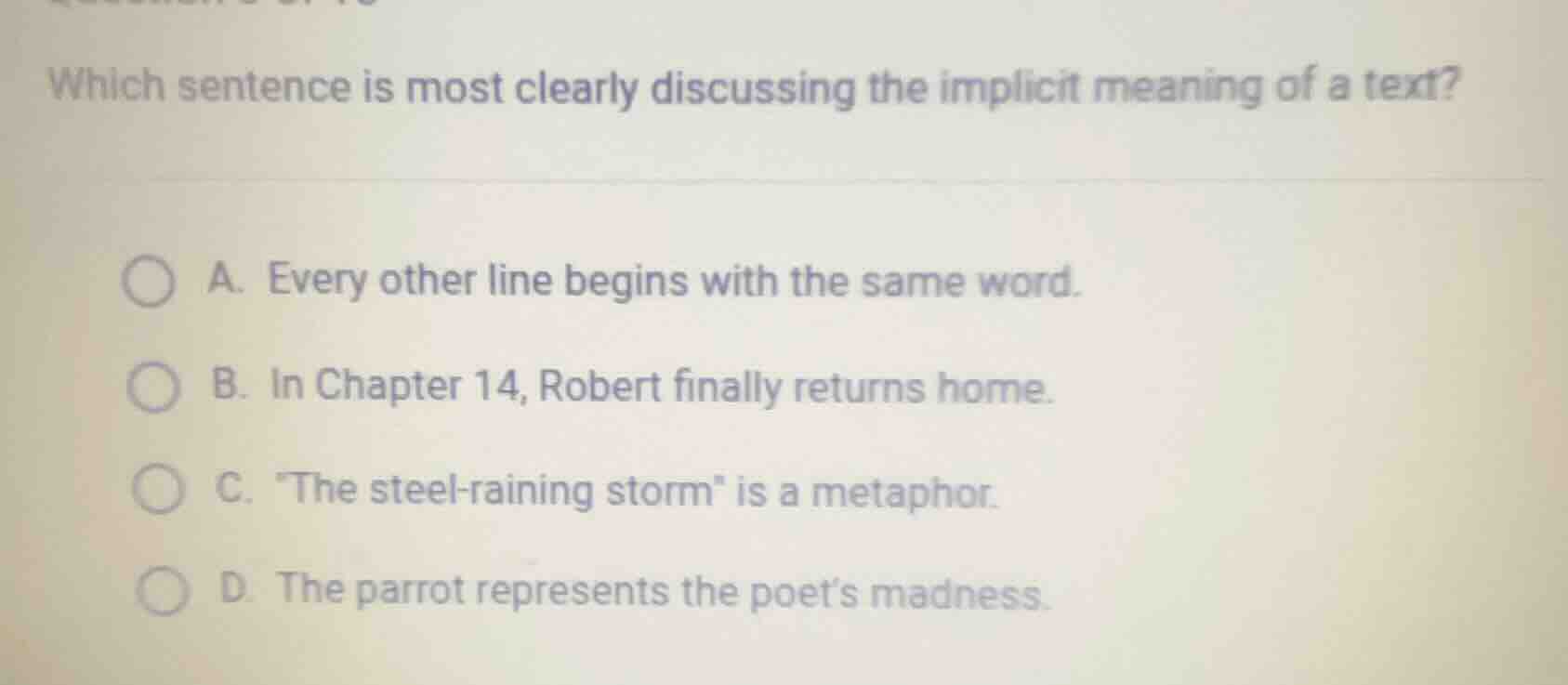 which sentence is most clearly discussing the implicit meaning of a tex…
