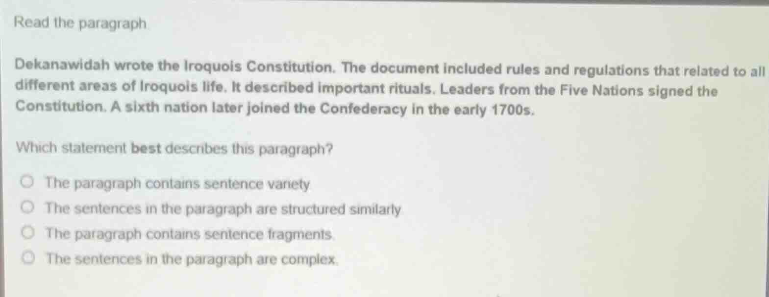 read the paragraph dekanawidah wrote the iroquois constitution. the doc…