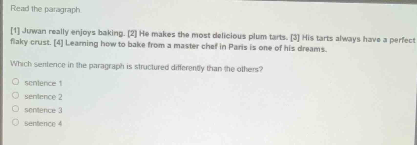 read the paragraph. 1 juwan really enjoys baking. 2 he makes the most d…