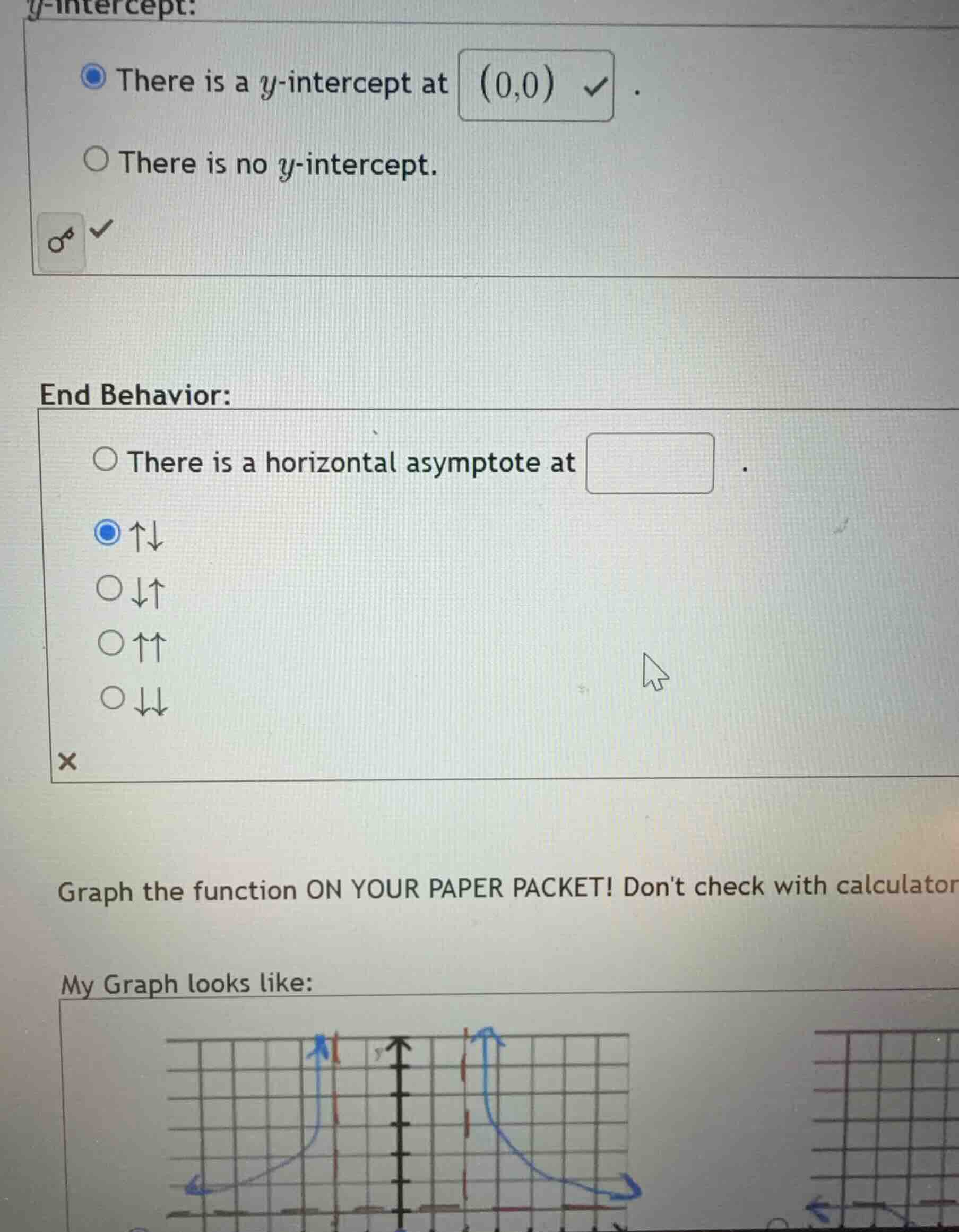 y-intercept: there is a y-intercept at (0,0). there is no y-intercept. …