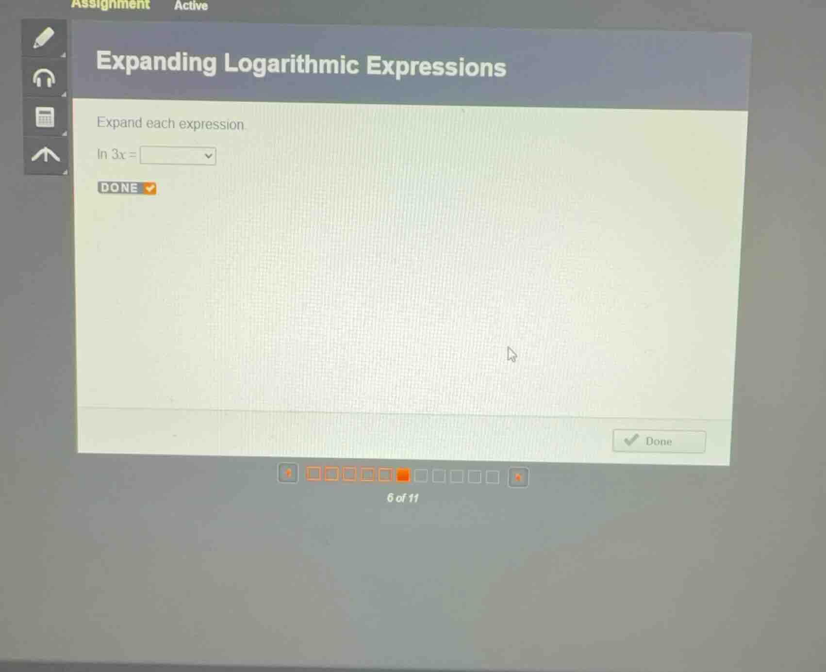 expanding logarithmic expressions expand each expression. \\(\\ln 3x =\…