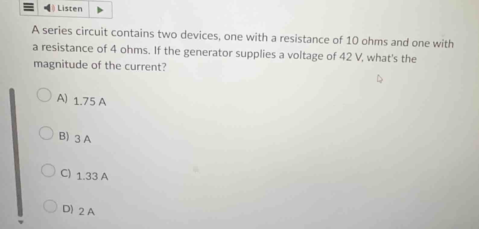 a series circuit contains two devices, one with a resistance of 10 ohms…