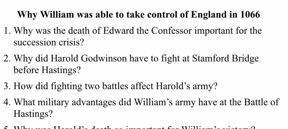 why william was able to take control of england in 1066 1. why was the …