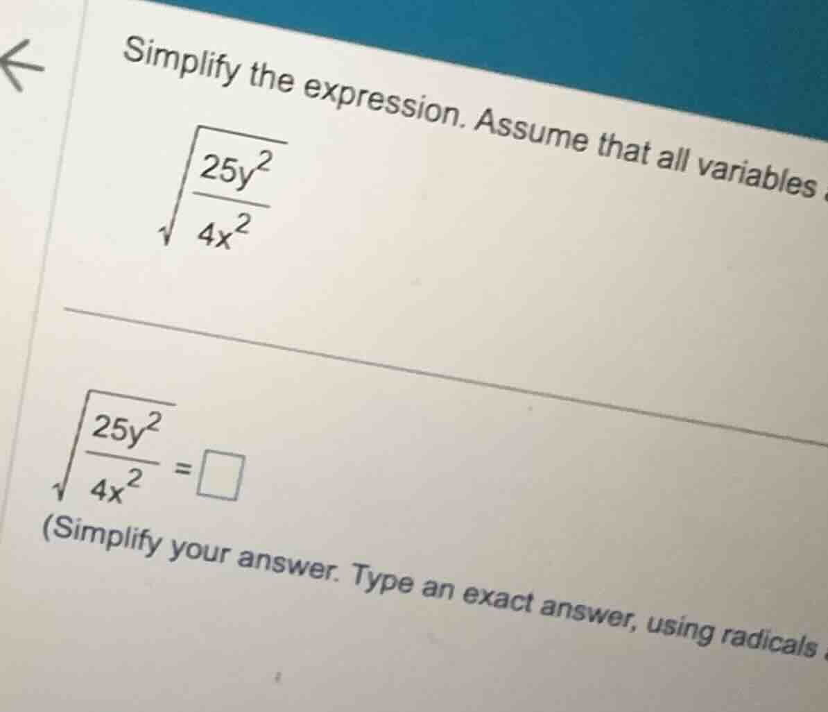 simplify the expression. assume that all variables are positive. \\\\sq…