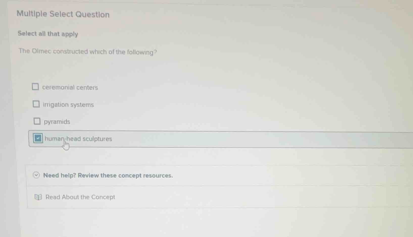 multiple select question select all that apply the olmec constructed wh…