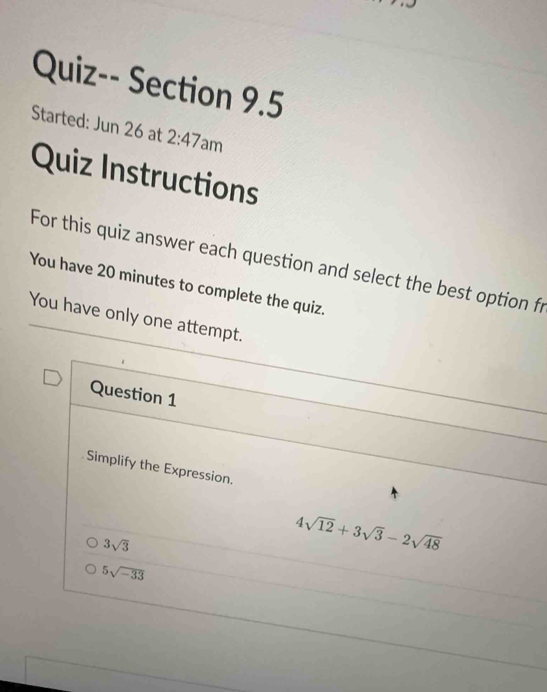 quiz-- section 9.5 started: jun 26 at 2:47am quiz instructions for this…