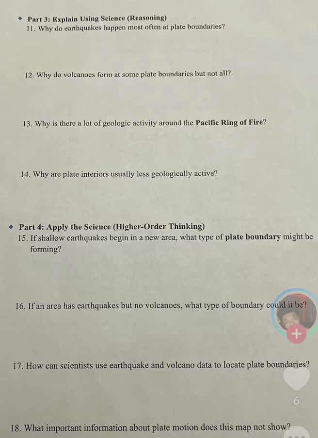part 3: explain using science (reasoning) 11. why do earthquakes happen…
