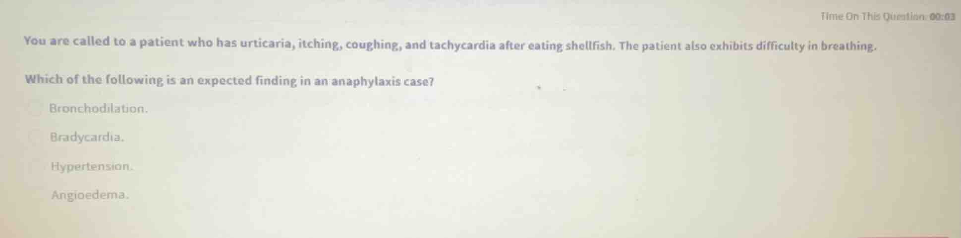 you are called to a patient who has urticaria, itching, coughing, and t…