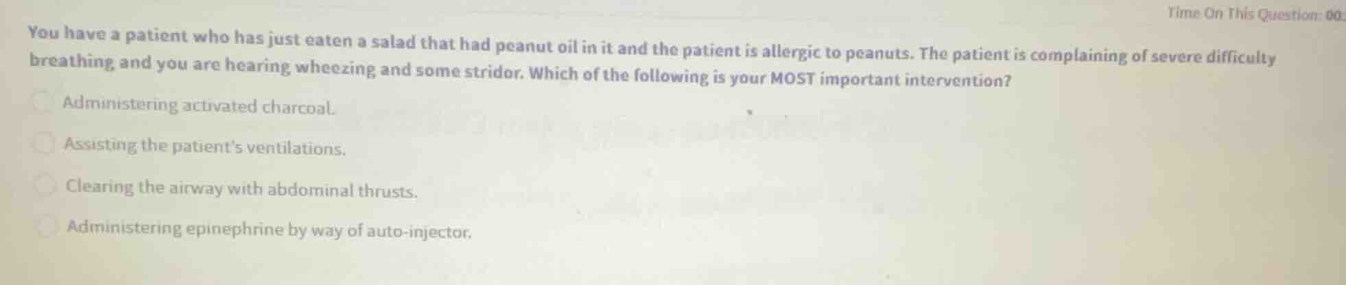 you have a patient who has just eaten a salad that had peanut oil in it…